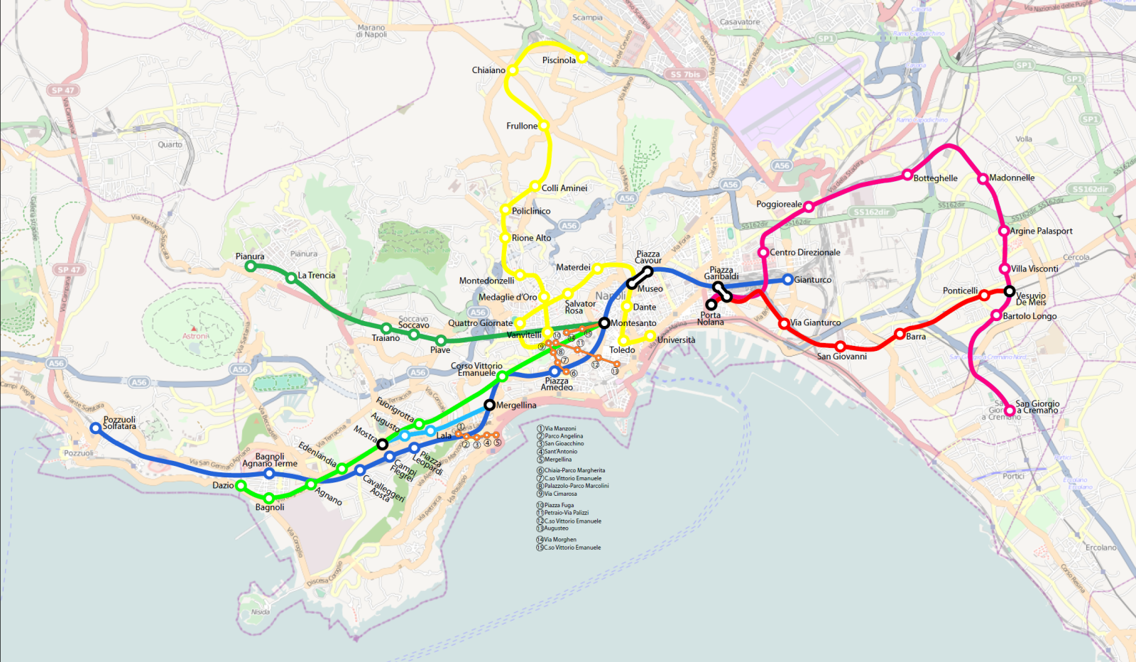 Metropolitana di Napoli - Mappa